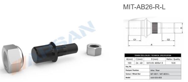 ARKA BİJON SAPLAMASI SOL TEK PARÇA MITSUBISHI CANTER 449 659 FUSO CANTER 859 HYUNDAI HD75