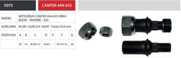 ARKA BİJON YEKPARE L (M.28/1,5x3/4-16) M.CANTER 444